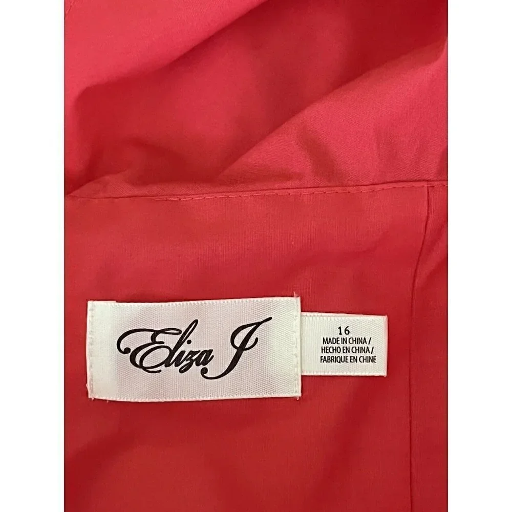 Eliza J Women's Pink Cotton Flouncy Ruffle Fit & Flare Sundress Dress Size 16 - Picture 6 of 12